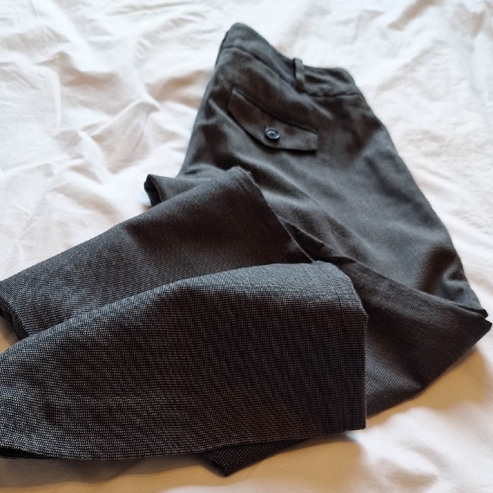 Ann Taylor Black Flare Pants with Textured Fabric